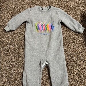 Ralph Lauren Baby Gray Sweatsuit with Colorful Horse Design